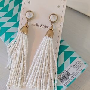 Stella & Dot Gita tassel earrings - White